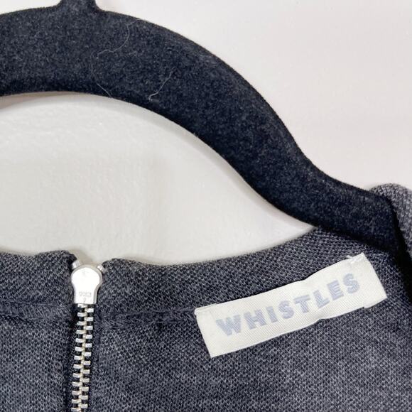 Whistles Size 2 Black Gray Knit Colorblock Long Sleeve Dress Bodycon Cocktail - Picture 7 of 9